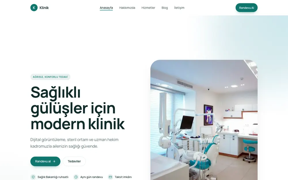 Klinik ve sağlık demo sitesi (Klinik teması)